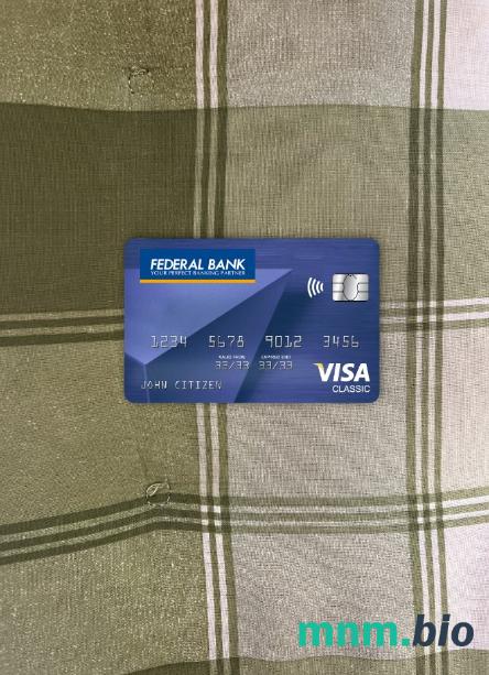 India Federal bank visa classic card wygląd fotograficzny skan PSD + zdjęcie